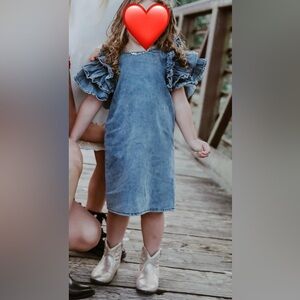 Lola + The Boys Ruffle Sleeve Denim Shift Dress